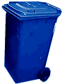 De blauwe papiercontainer