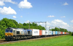 Afvoer van containers per trein